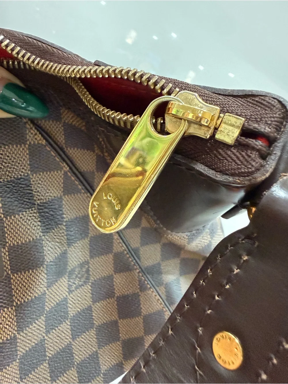 LV Thames N48181 Damier Ebene Brown Check Shoulder Bag discontinued excellent